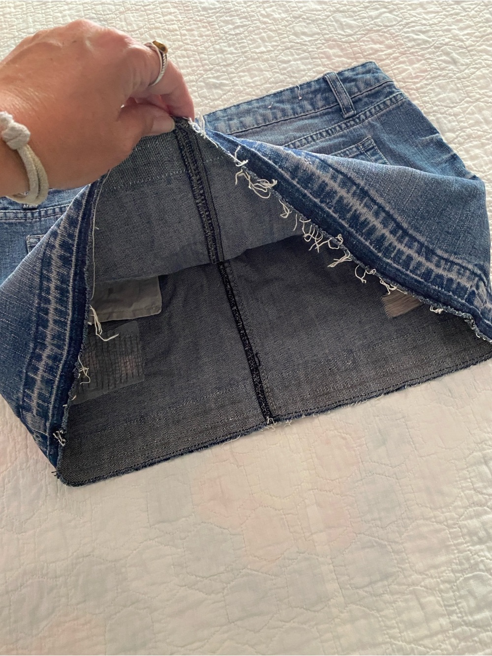 SO - Juniors Size 11 Distressed Denim Mini Skirt - Picture 7 of 11